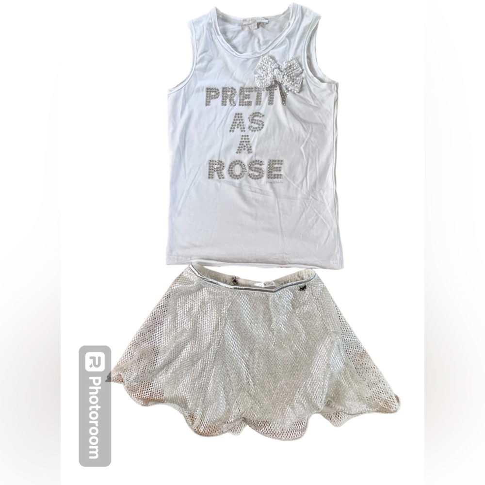 Designer White Skirt Set Size 6/7